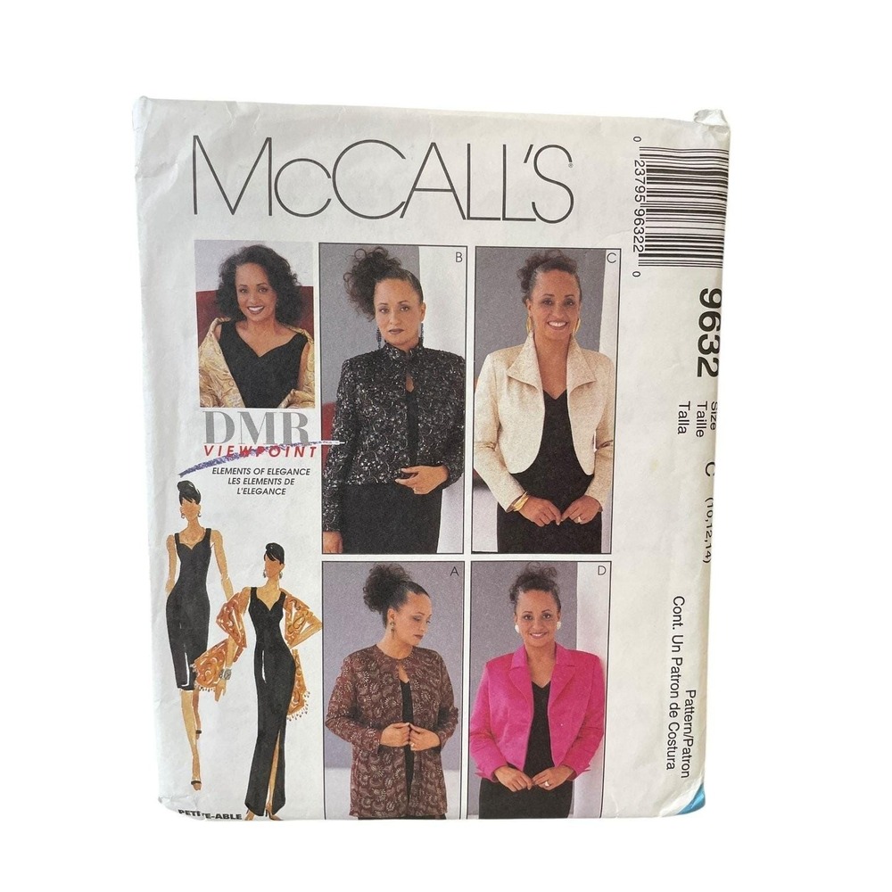 McCALL'S 9632 Misses Dress Jacket Stole Sewing Pattern Size 10-14 UNCUT FF
